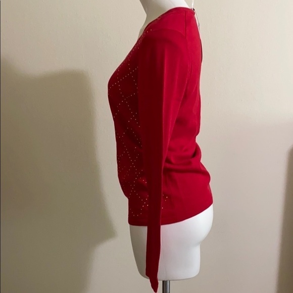 TOMMY HILFIGER Cotton argyle V-neck sweater size M - Picture 3 of 7